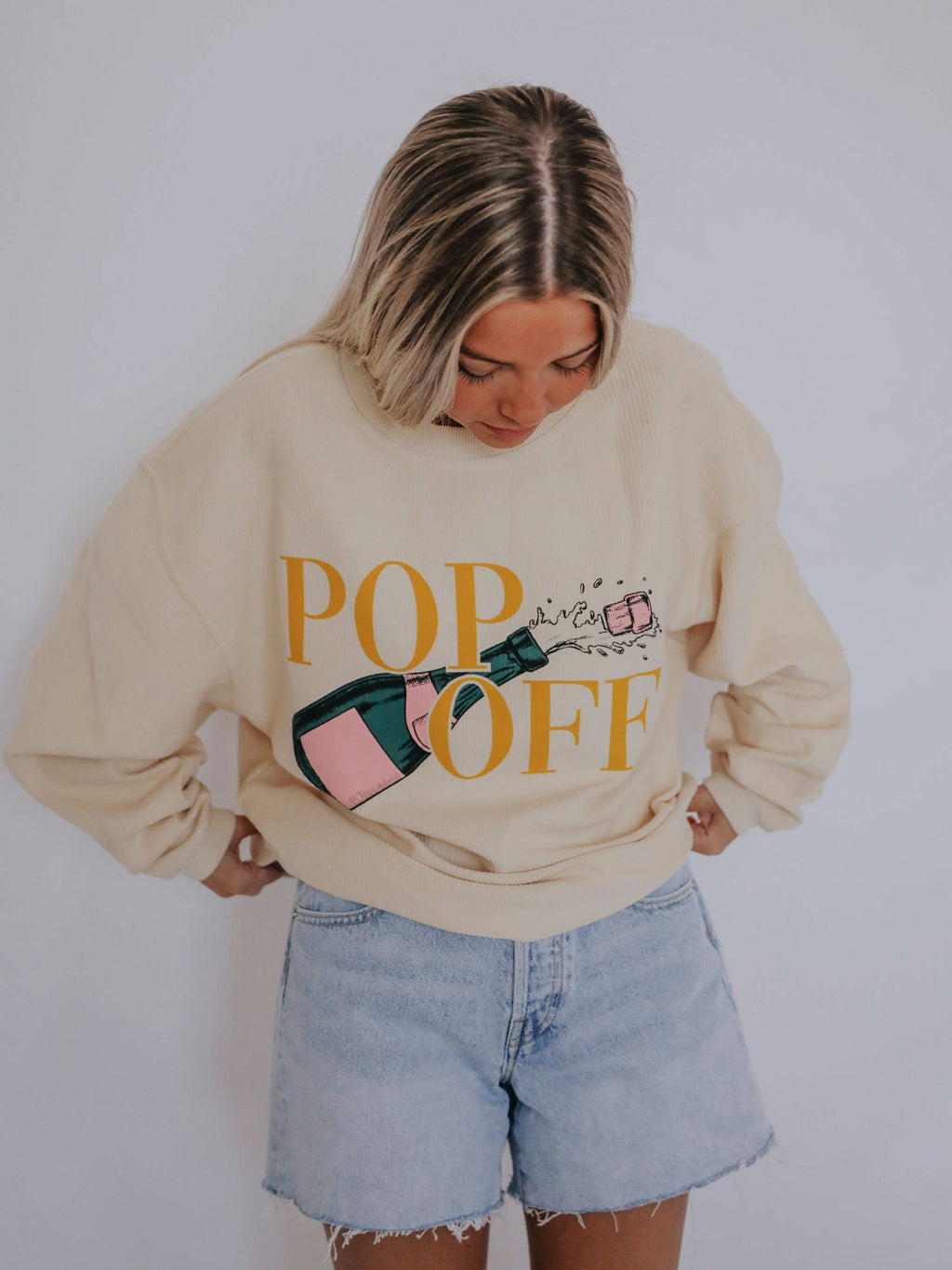 Kristin – Pop Off Corded Sweatshirt